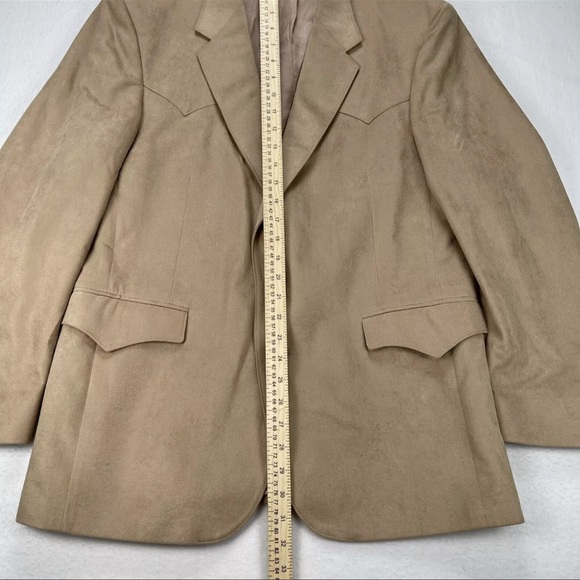 Vintage 70s Farah of Texas Blazer 44R Faux Suede Western Yoke Cowboy Rockabilly - Picture 5 of 12